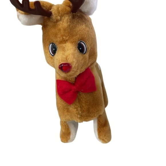 The Red Nose Reindeer Christmas Toy Vintage in Box S366 Red bow And Nose - Picture 2 of 8